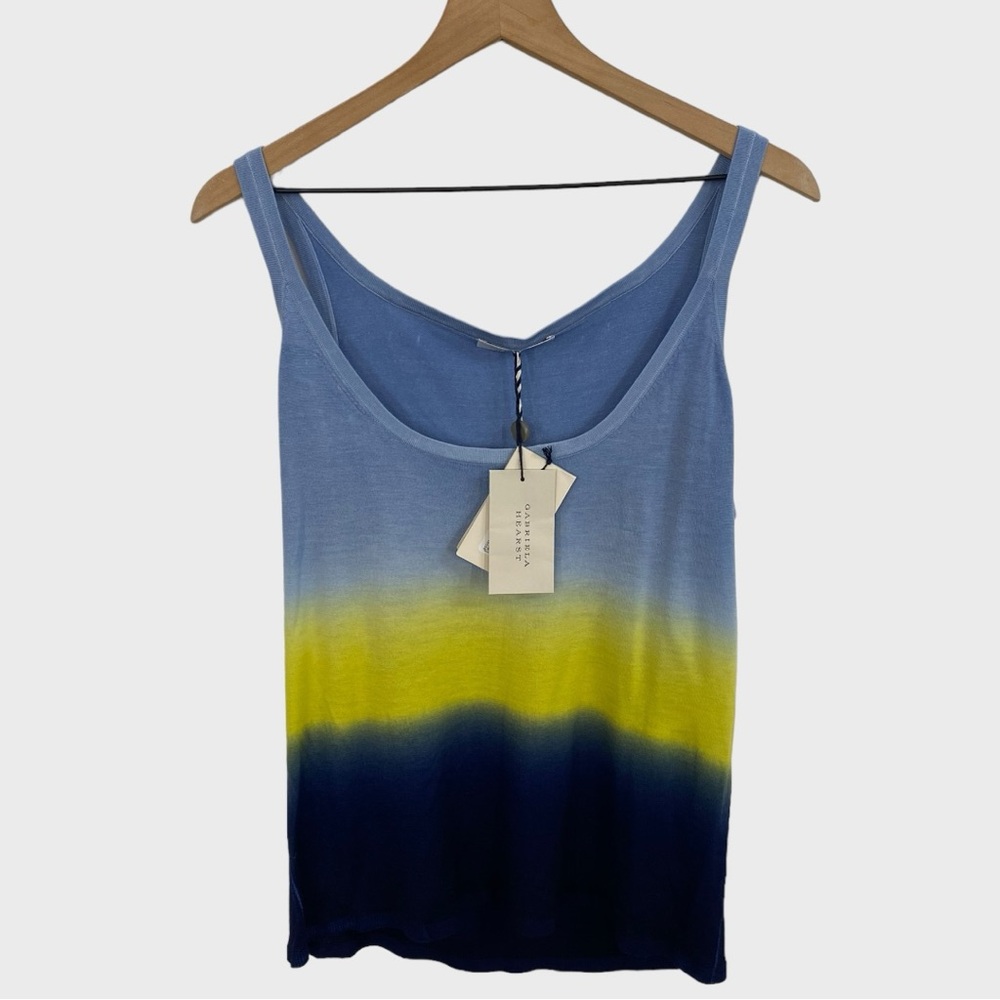 Gabriela Hearst Blue Yellow Ombre Cashmere Graham Tank NWT Size XL